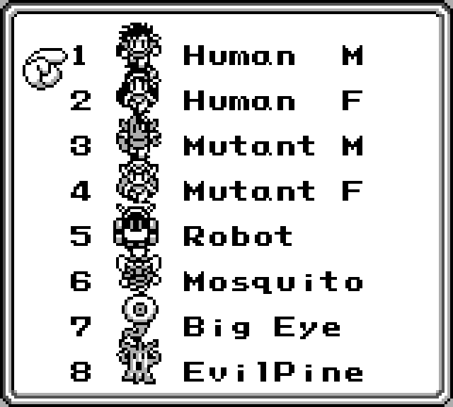 Party select showing randomized starting monsters